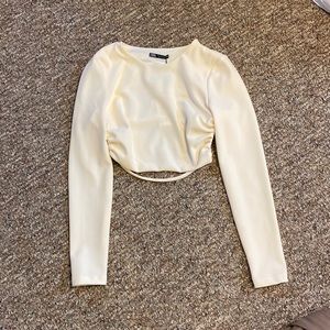 Zara open back long sleeve crop top